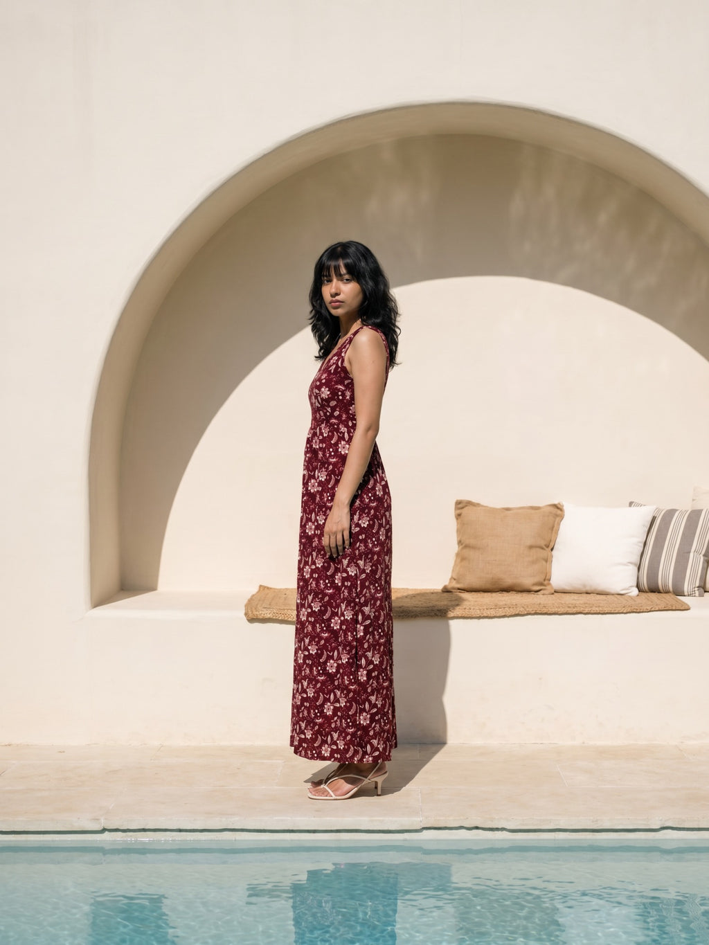 Philauri Floral Print A-Line Midi Dress