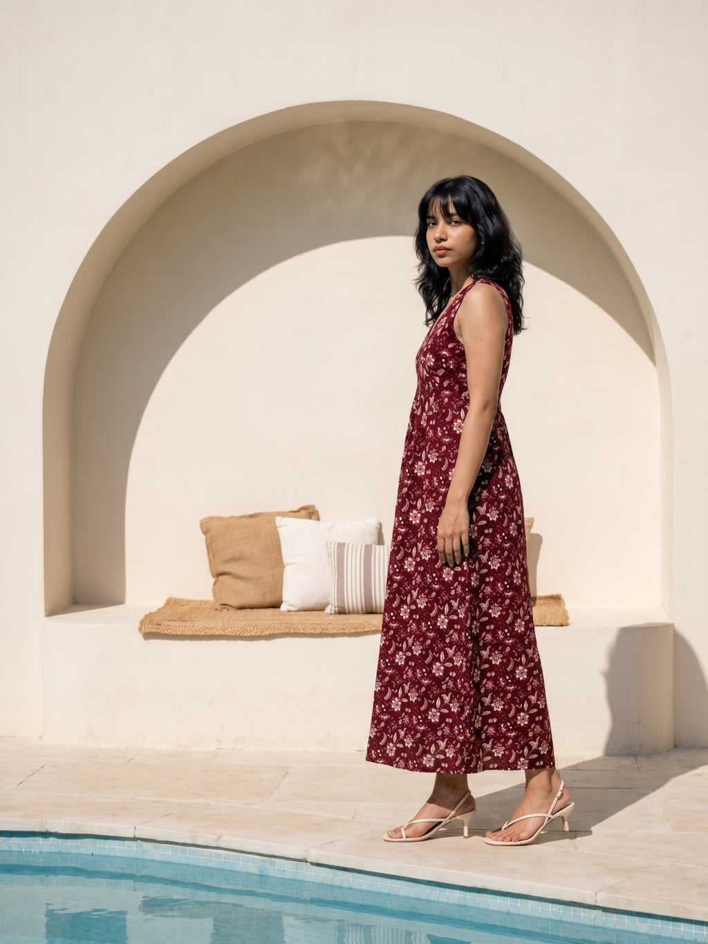 Philauri Floral Print A-Line Midi Dress