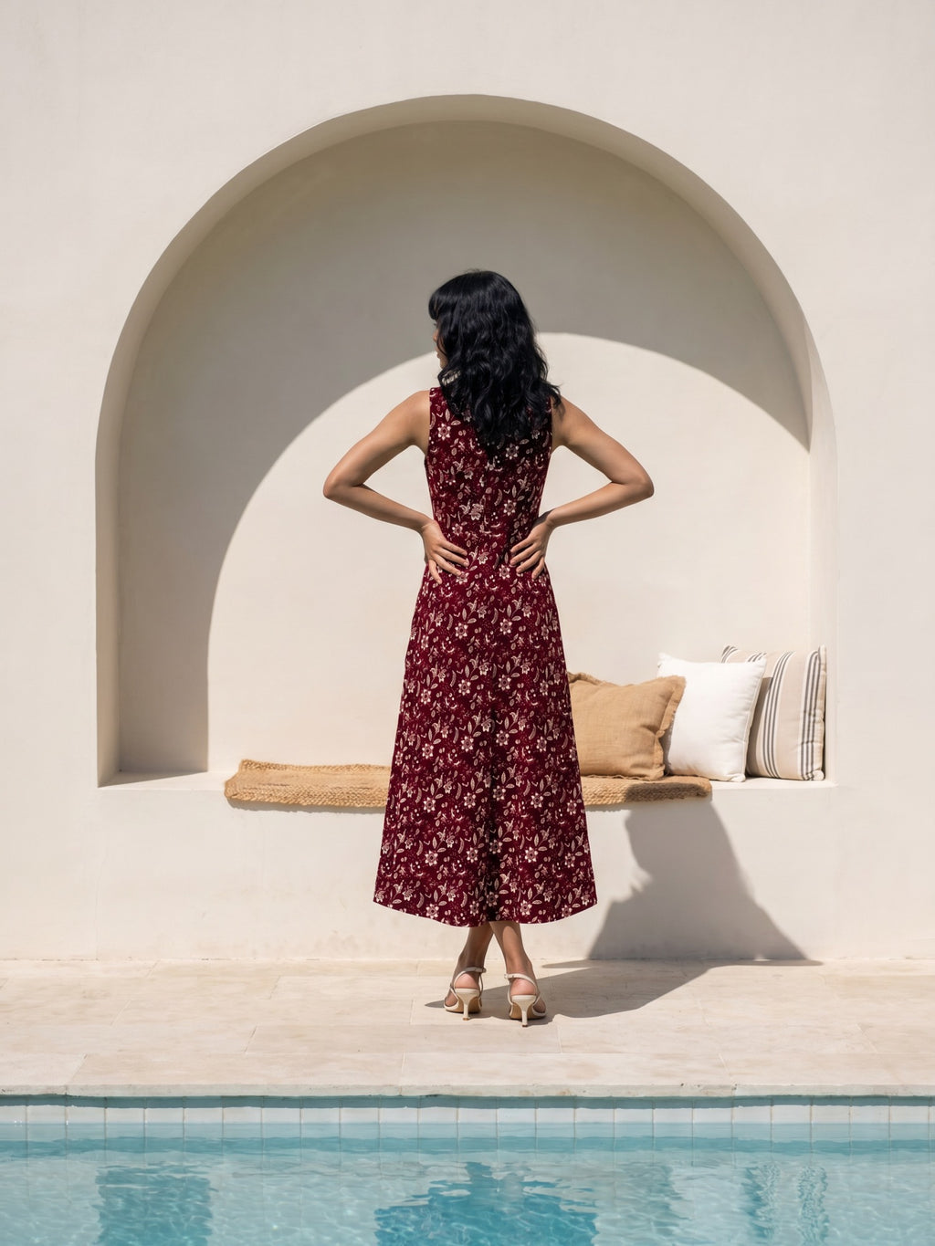 Philauri Floral Print A-Line Midi Dress