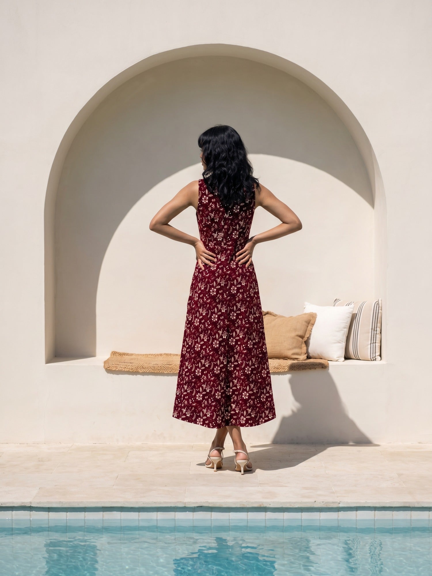 Philauri Floral Print A-Line Midi Dress