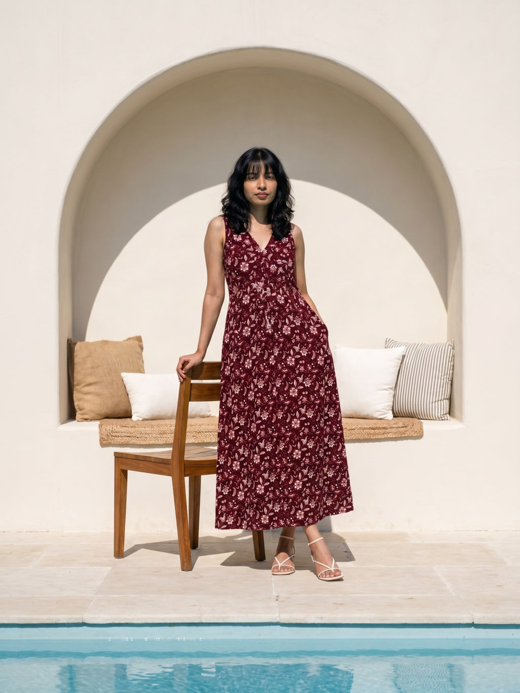 Philauri Floral Print A-Line Midi Dress