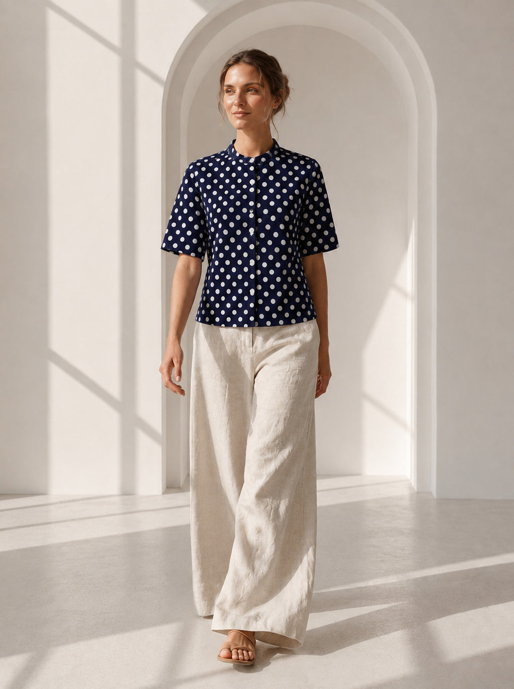 Philauri Polka Dot Print Cotton Top