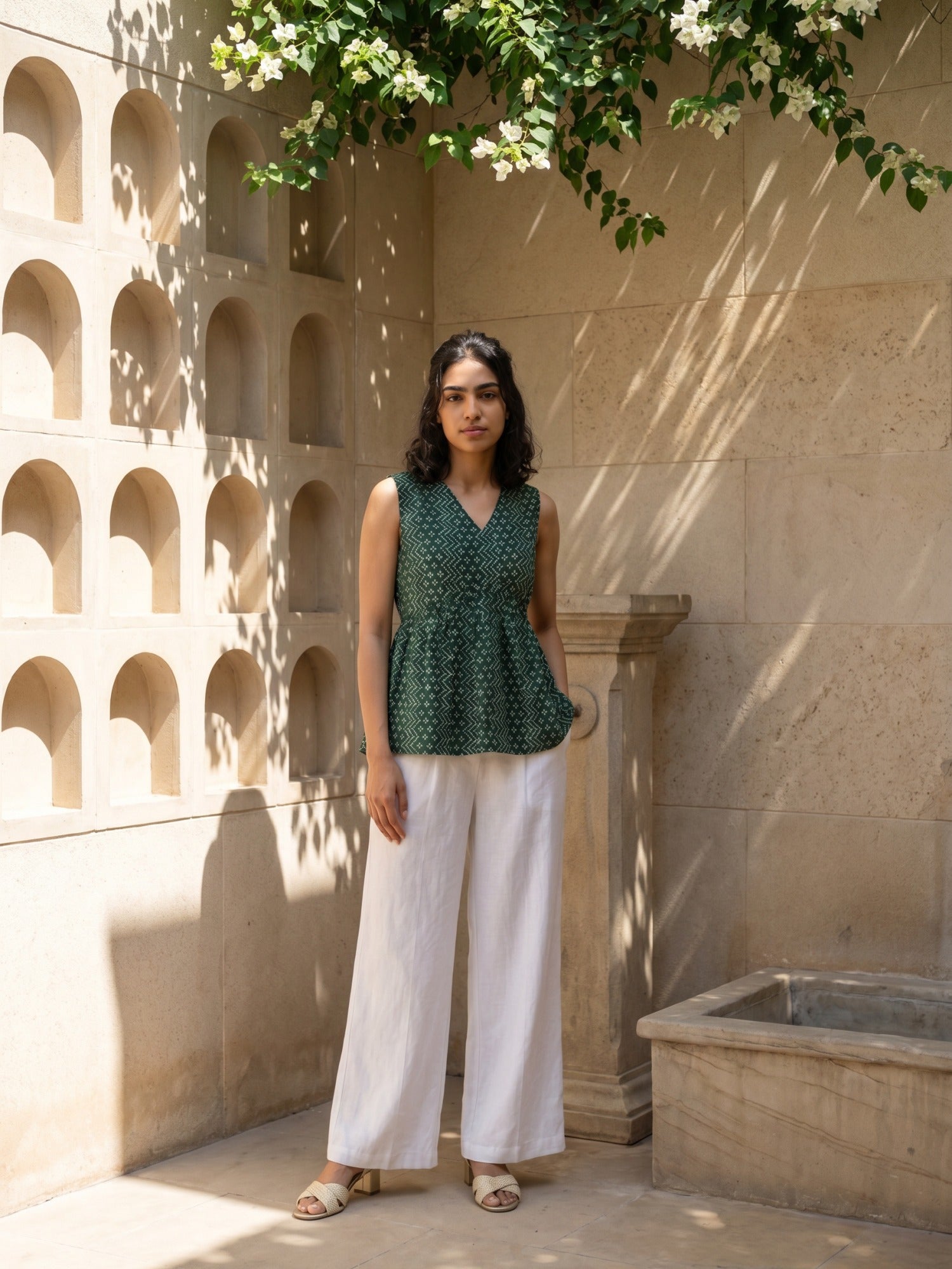 Philauri Geometric Print Ethnic Peplum Top
