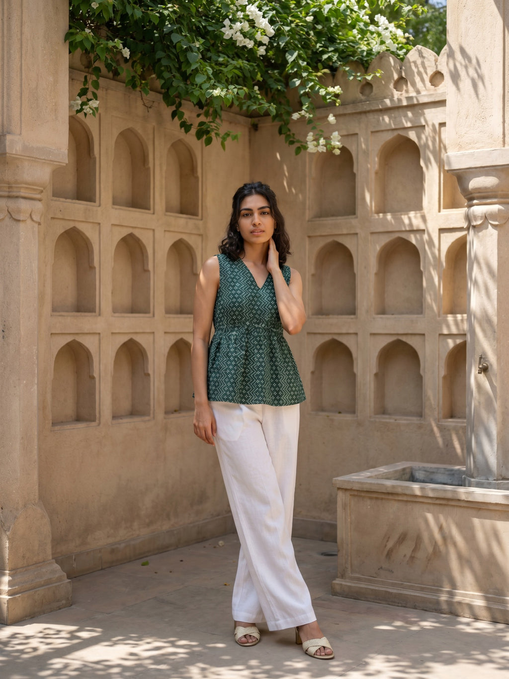 Philauri Geometric Print Ethnic Peplum Top