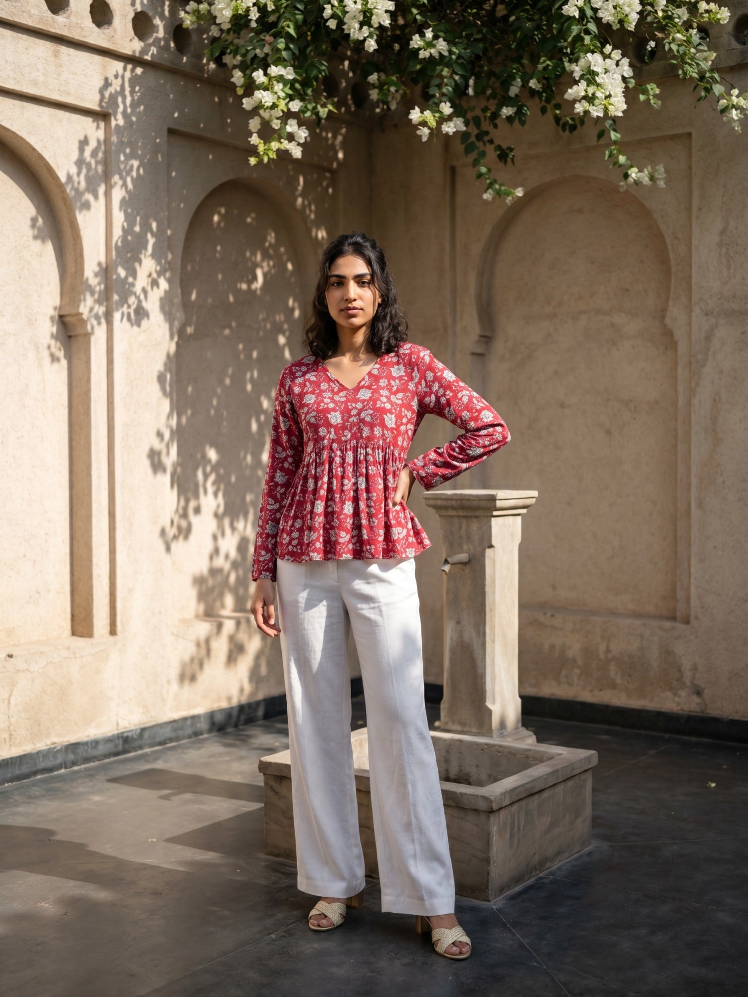 Philauri Floral Print Peplum Top