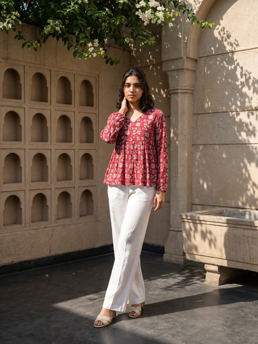 Philauri Floral Print Peplum Top