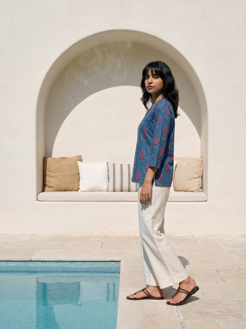 Philauri Ethnic Motifs Printed V-Neck Pure Cotton Kurti