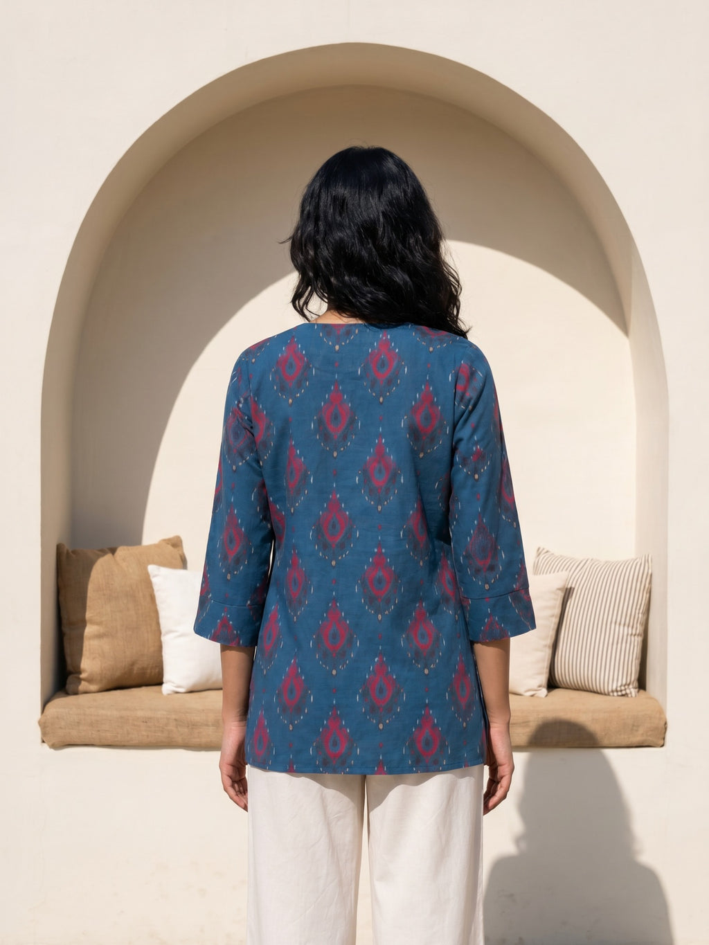 Philauri Ethnic Motifs Printed V-Neck Pure Cotton Kurti
