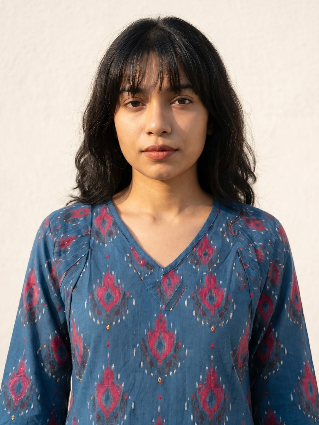Philauri Ethnic Motifs Printed V-Neck Pure Cotton Kurti