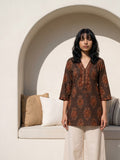 Philauri Paisley Printed V-Neck Thread Work Pure Cotton Thread Work Kurti