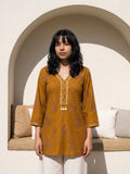 Philauri Paisley Printed V-Neck Thread Work Pure Cotton Thread Work Kurti