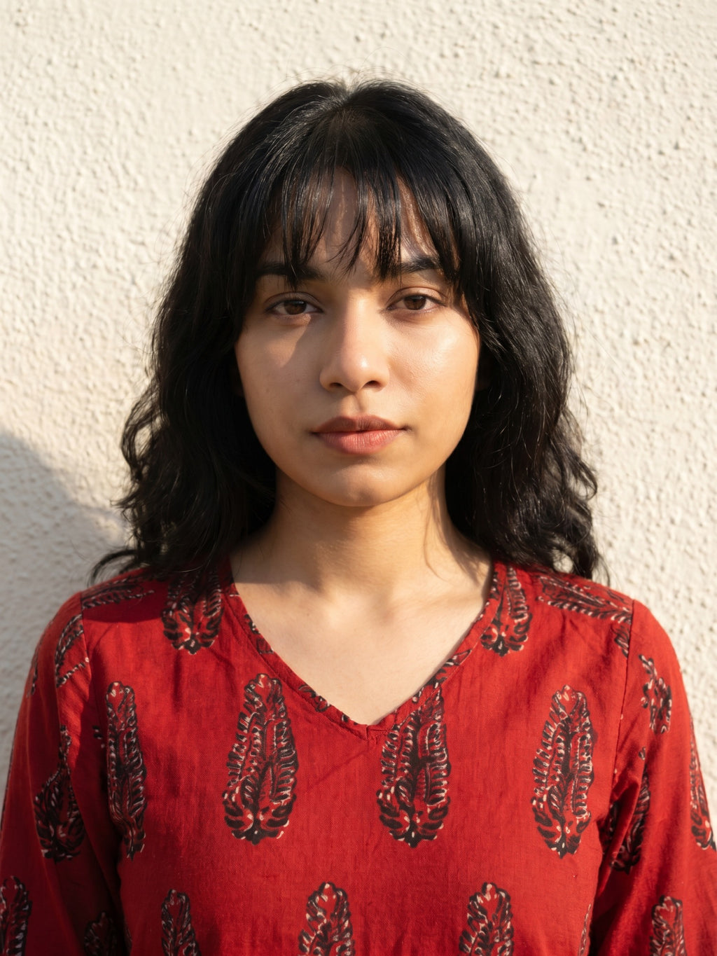 Philauri Ethnic Motifs Printed V-Neck Pure Cotton Kurti