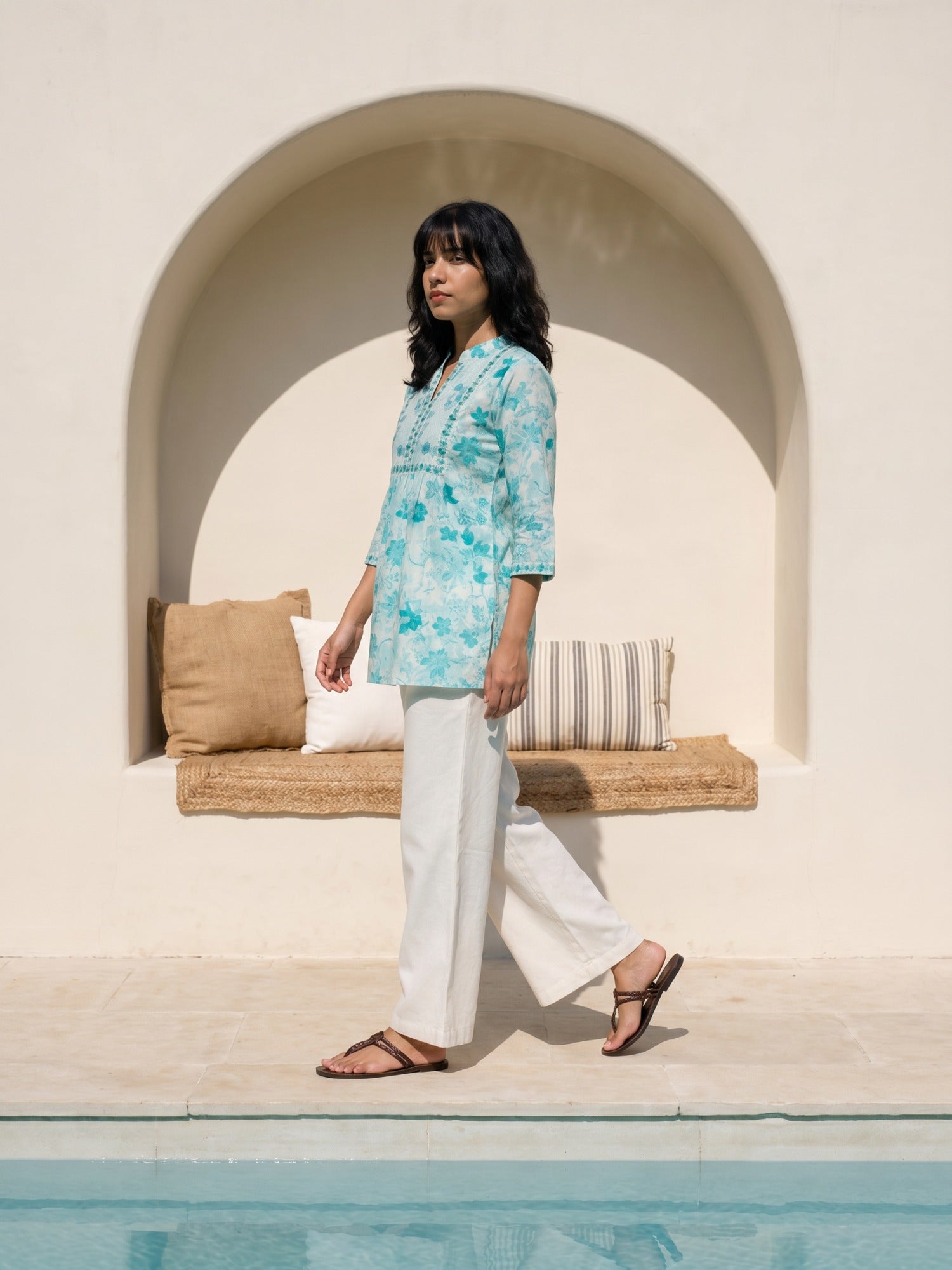 Philauri Floral Printed Pure Cotton Empire Kurti